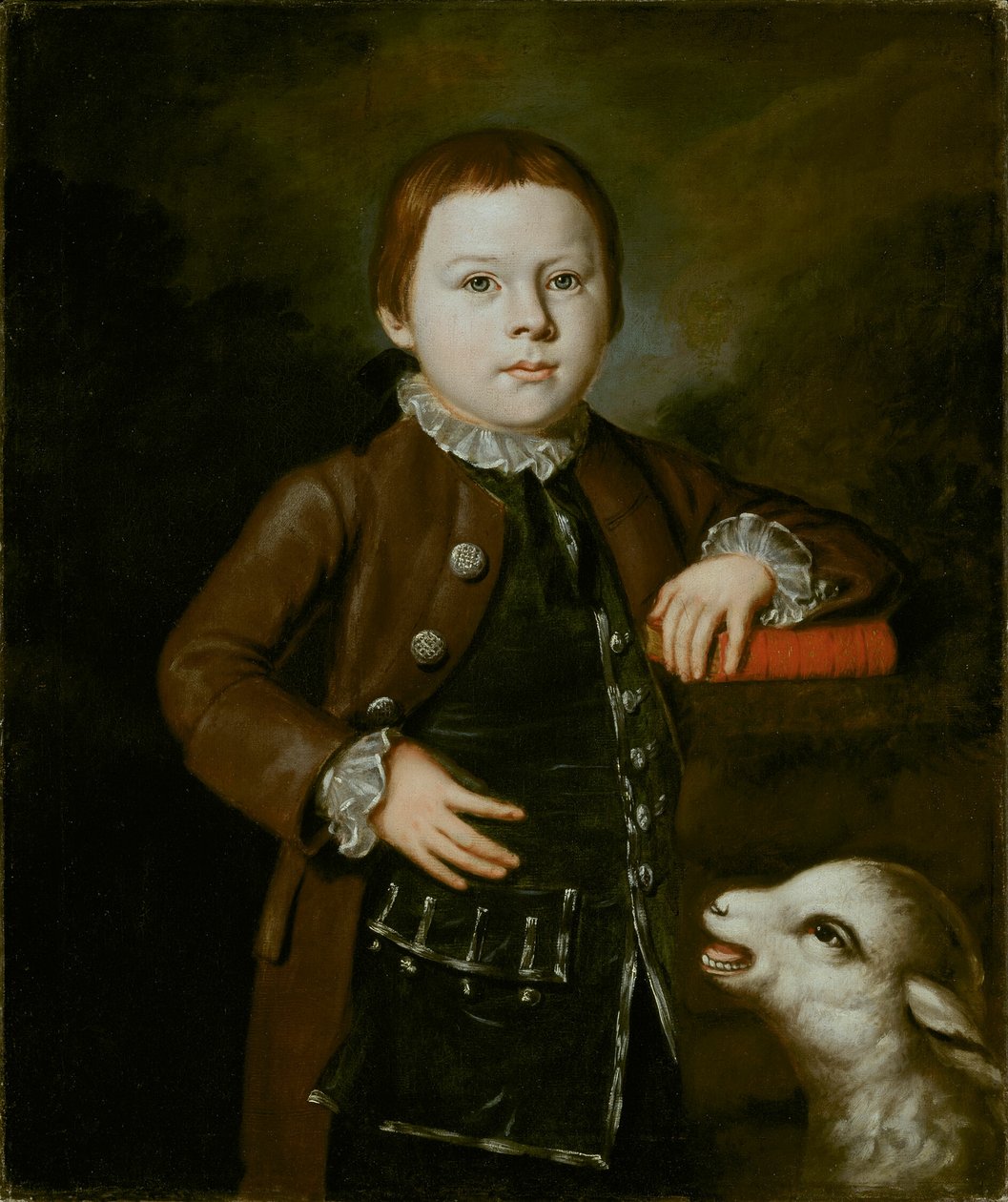 Boy of Hallett Family with Lamb by Artist Unknown