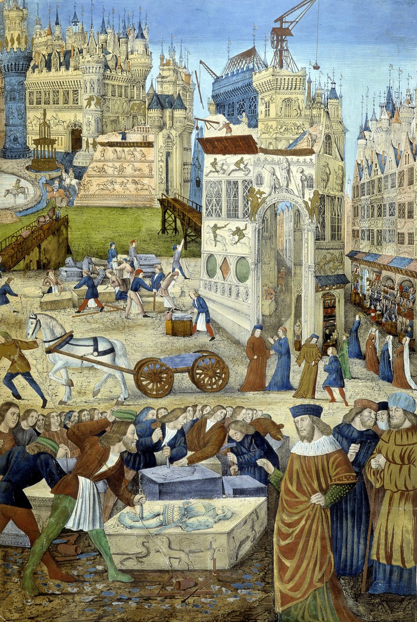 Construction of a Cathedral in the Middle Ages by Artist Unknown