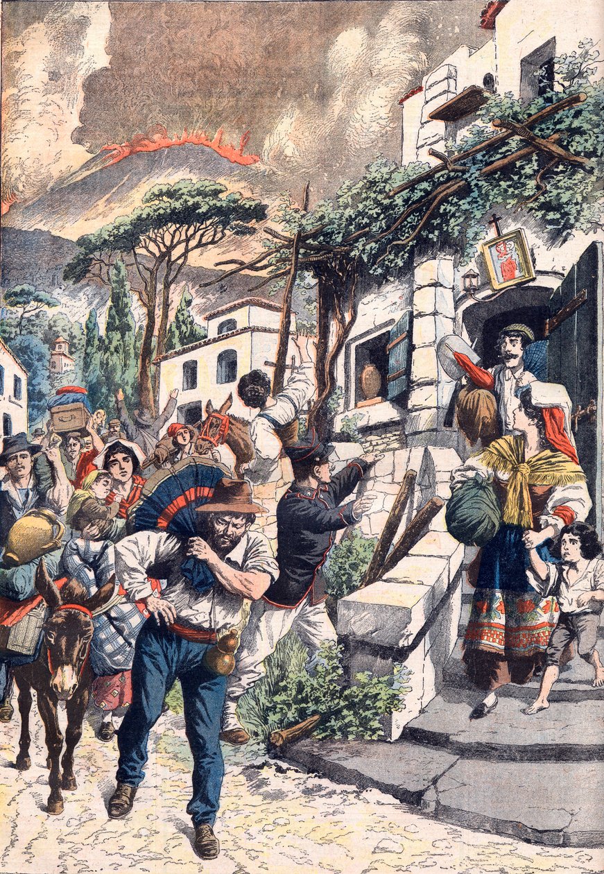 Eruption of Vesuvius, People Fleeing from the Volcano, 1906 by Artist Unknown