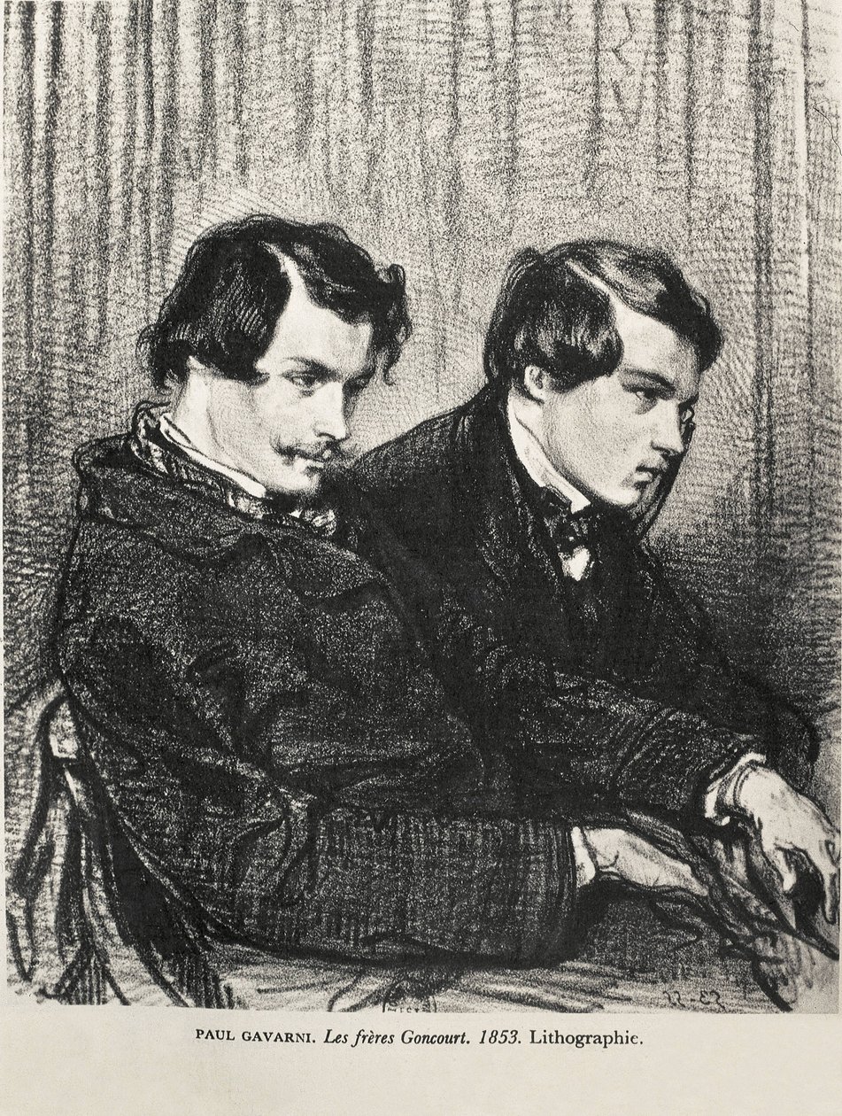 Edmond and Jules de Goncourt in a box at the theatre. 1853 by Artist Unknown