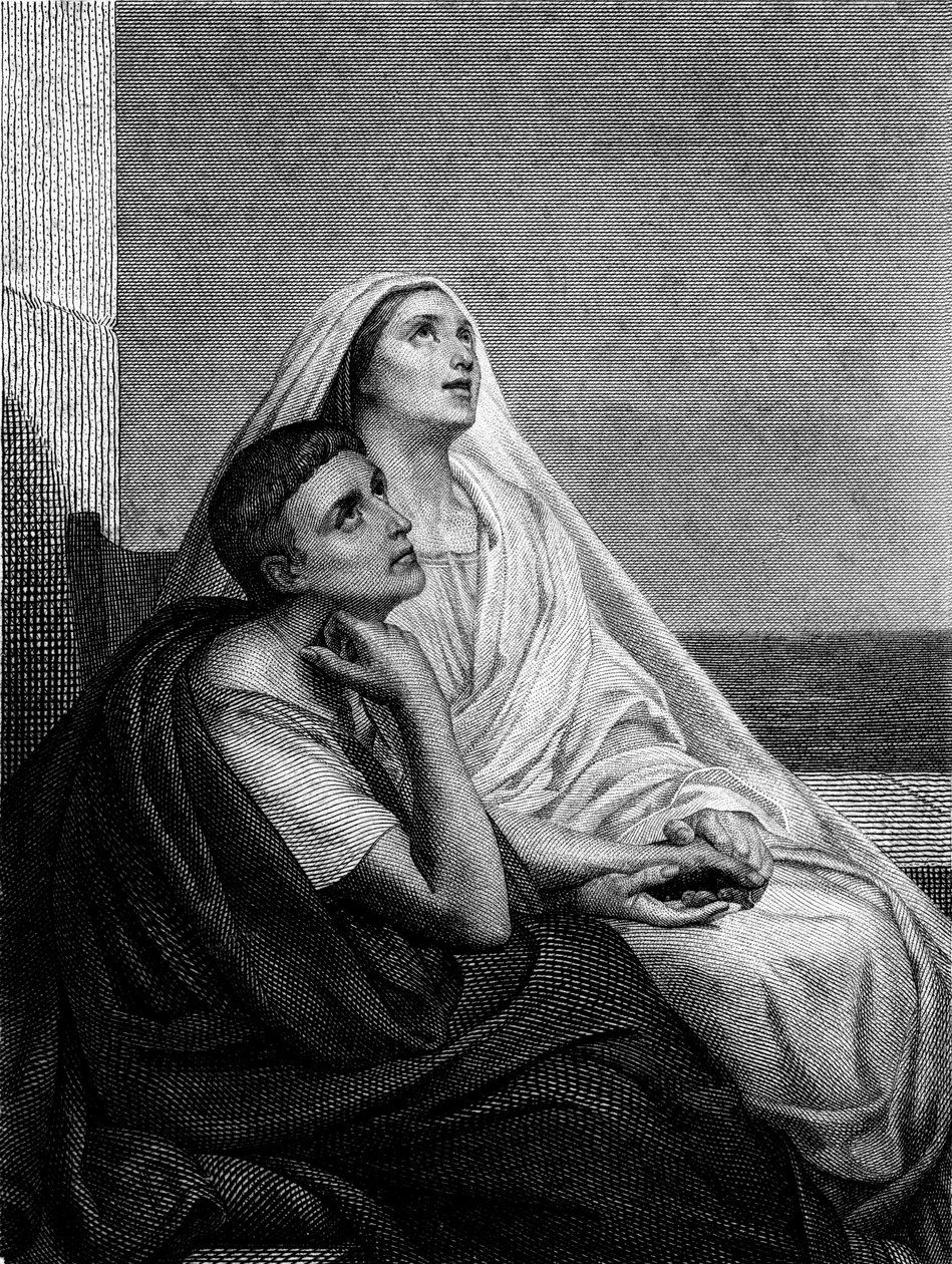 Saint Monique with Saint Augustine - Frontispiece of the History of Saint Monique by Abbe Bougaud, Librairie Poussielgue 1866 by Ary Scheffer