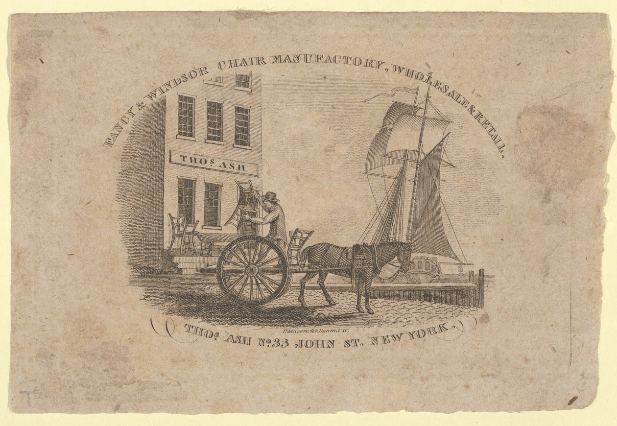Fancy & Windsor Chair Manufactory, Wholesale & Retail, Thomas Ash, No. 33 John Street, New..., 1817 by Asher Brown Durand