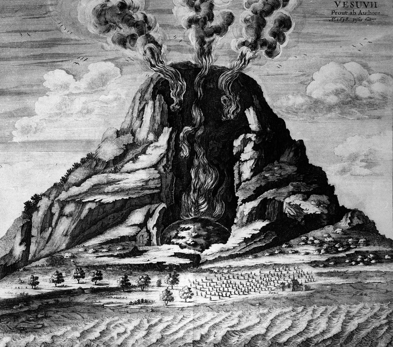 Volcano of Vesuvius in 'The Underground World' by Athanasi Kircheri