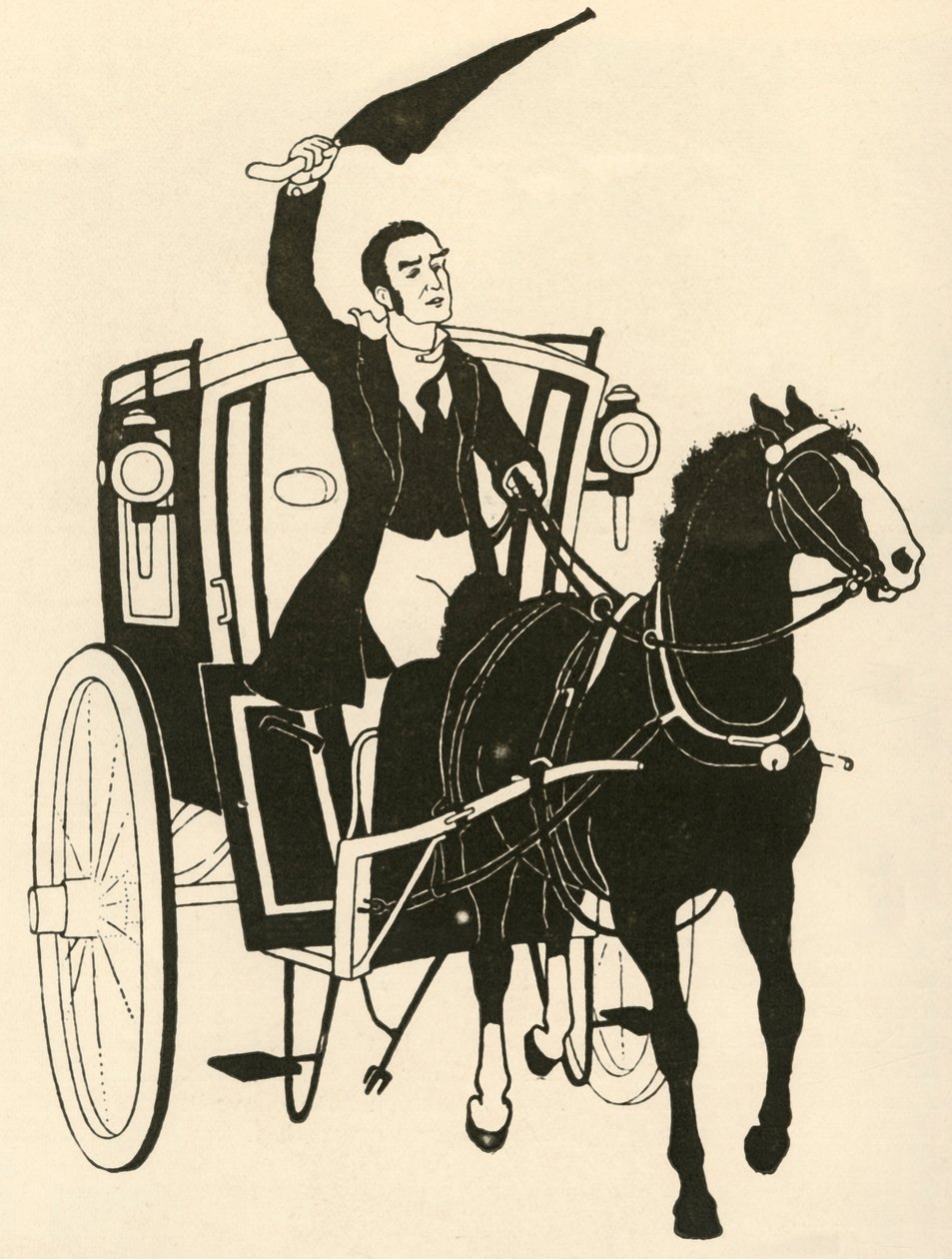 Seizing the Reins in One Hand, and Stirring Up the Horse with His Umbrella, 1928 by Athelstan Rusden