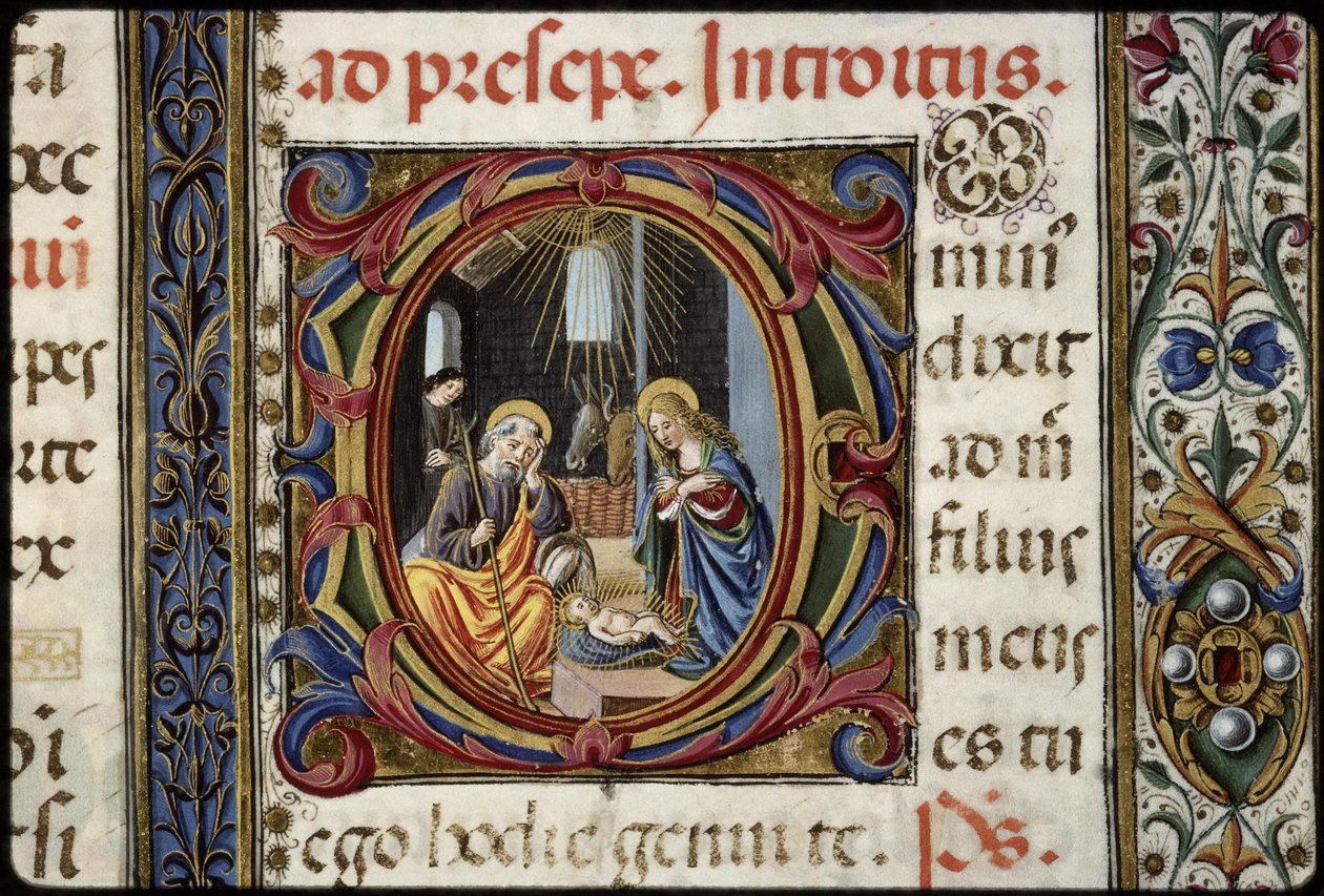Missal of Thomas James: Detail of an Initial D: The Nativity by Attavante degli Attavanti