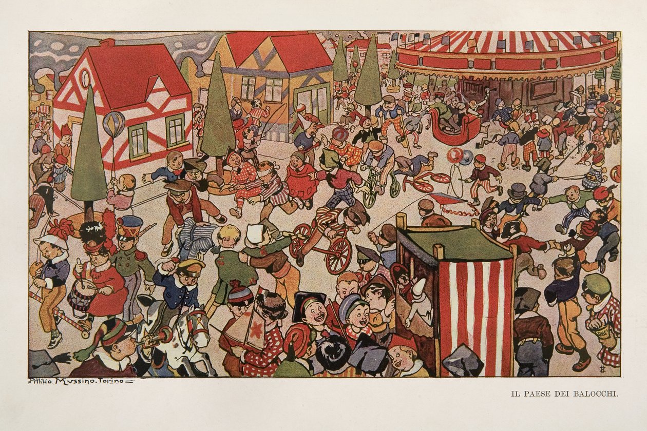 The Land of Toys, Illustration from Pinocchio by Attilio Mussino