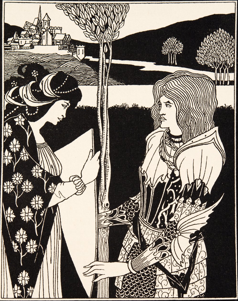 How Morgan Le Fay Gave a Shield to Sir Tristram (detail) by Aubrey Beardsley