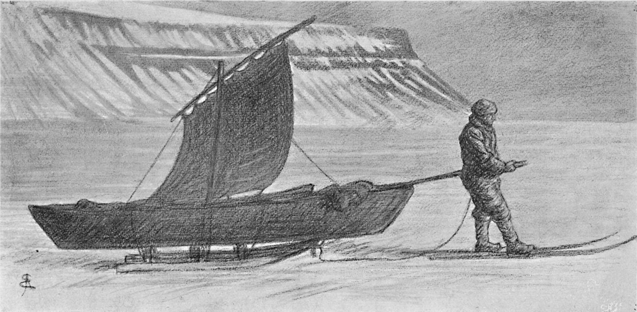 A Sail with Sledges, South of Cape Richthofen, 6 June, 1896 by August Eiebakke