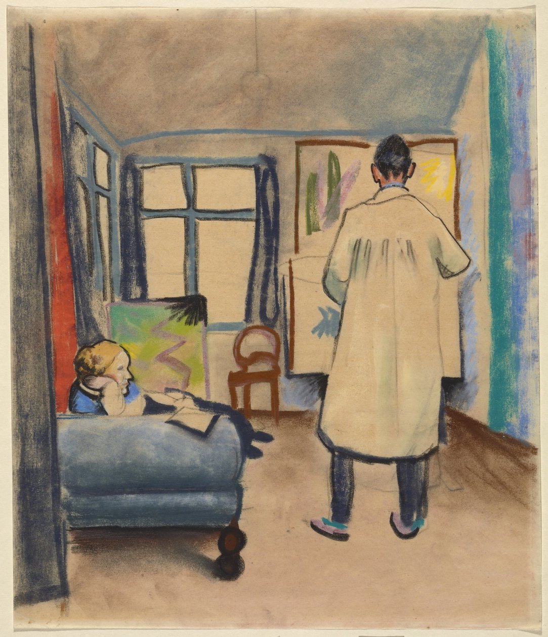 Franz and Maria Marc in the Studio with August Macke in Bonn by August Macke