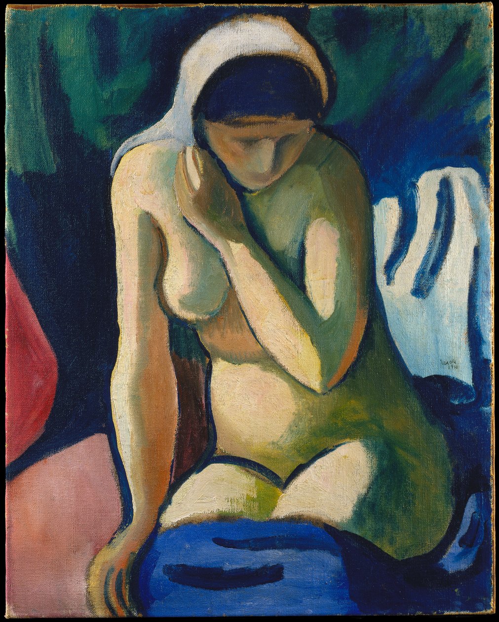 Naked Girl with Headscarf by August Macke