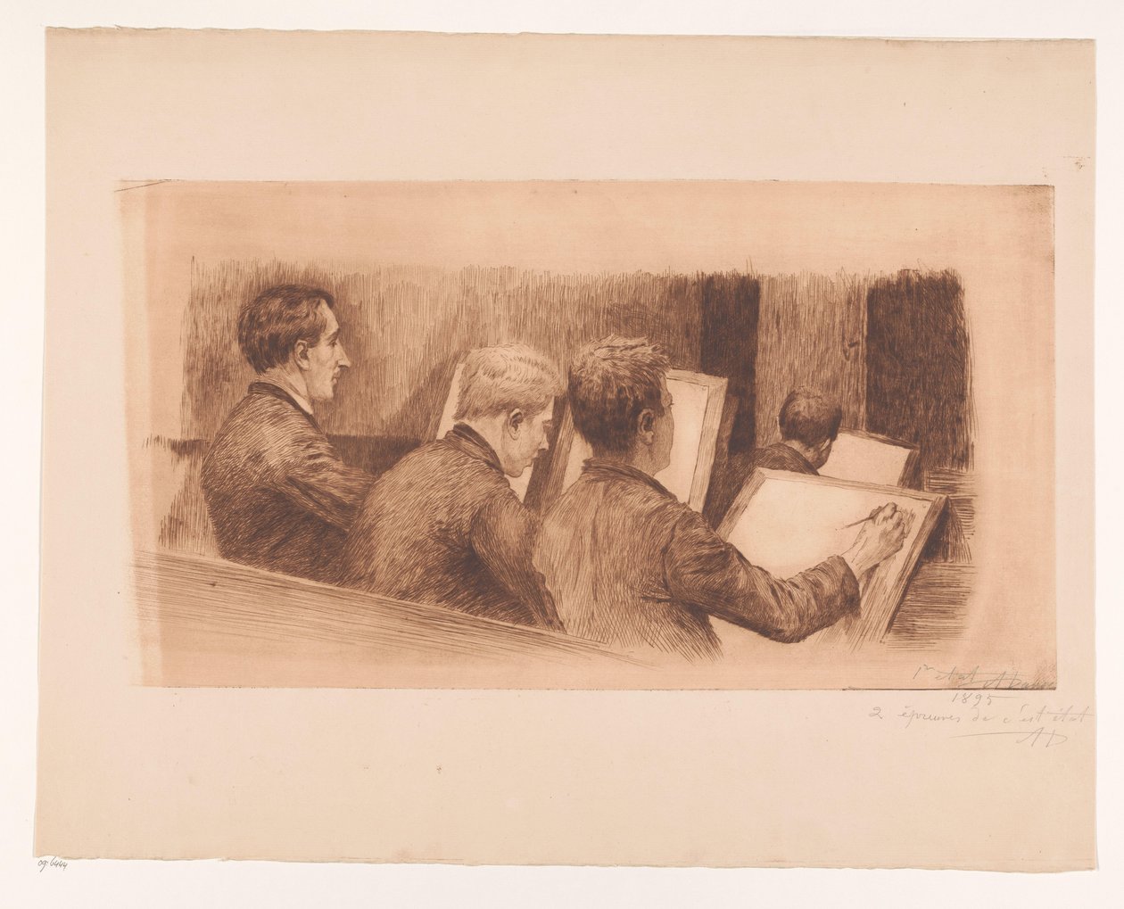 Lesson in the Drawing School by Auguste Danse (signed by artist)