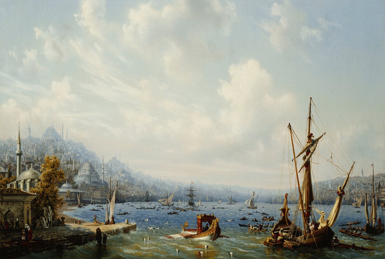 Boats on the Bosphorous, off Constantinople by Auguste Etienne Francois Mayer