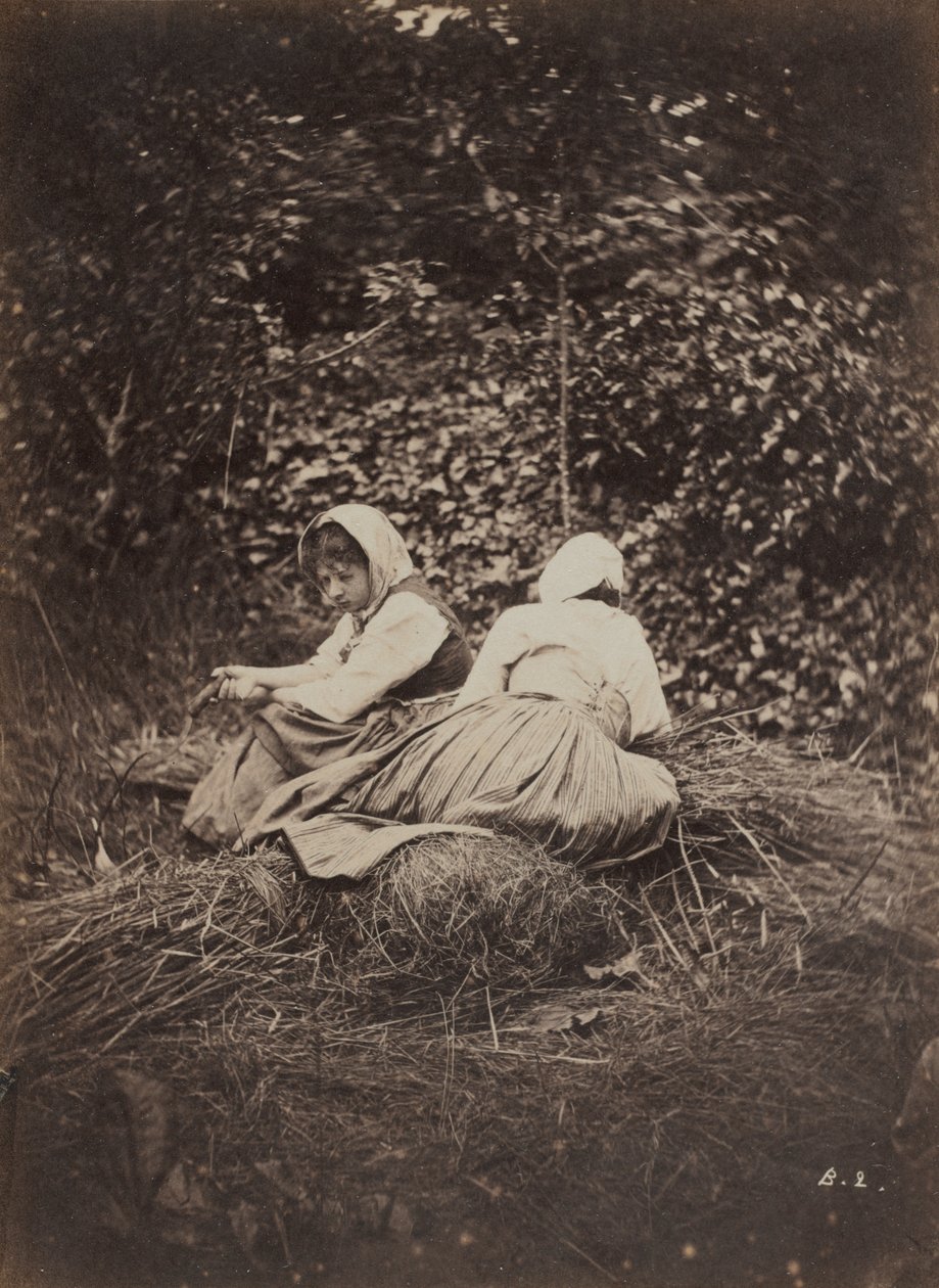Two Peasant Girls Seated by Auguste Giraudon