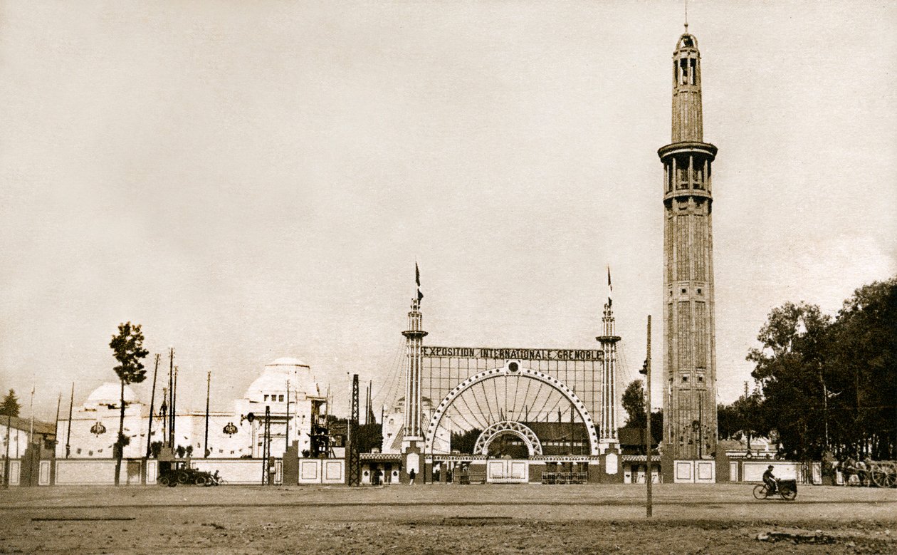 Grenoble (Isere, Dauphine): International Exhibition of White Coal and Tourism in 1925 - the Monumental Entrance and the Orientation Tower (Perret Tower) - Built by Brothers Auguste and Gustave Perret, 95 Metres High and Nearly 8 Me by Auguste & Gustave (1876 1952) Perret