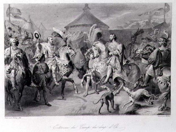 The Meeting on the Field of the Cloth of Gold, 24th June 1520, engraved by Millin by Auguste Hyacinthe (after) Debay
