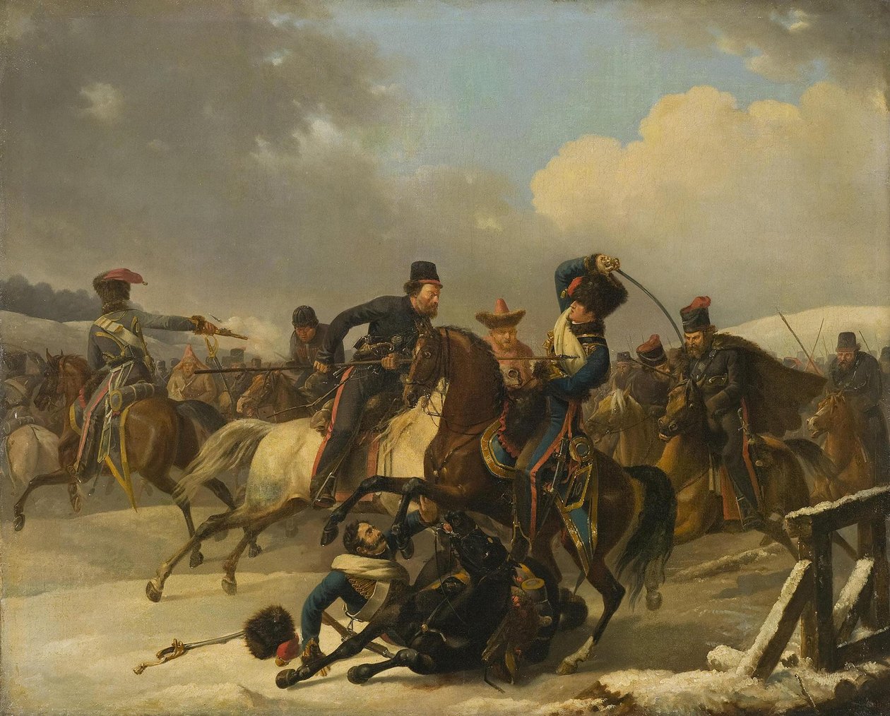 Cossacks Pursued Retreating French Soldiers by Auguste Joseph Desarnod