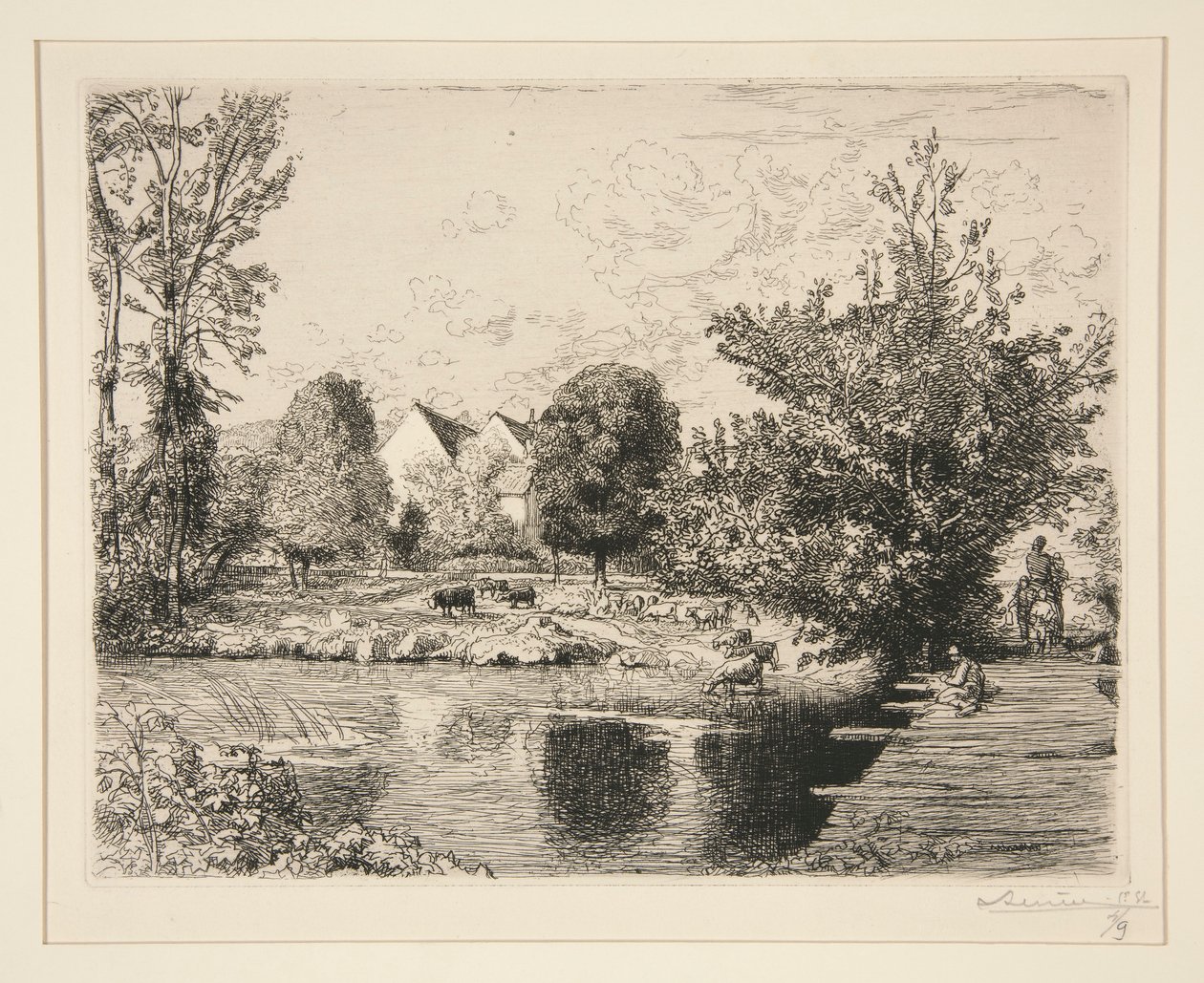 Old Foot-bridge, Banks of the Small Morin by Auguste Lepere