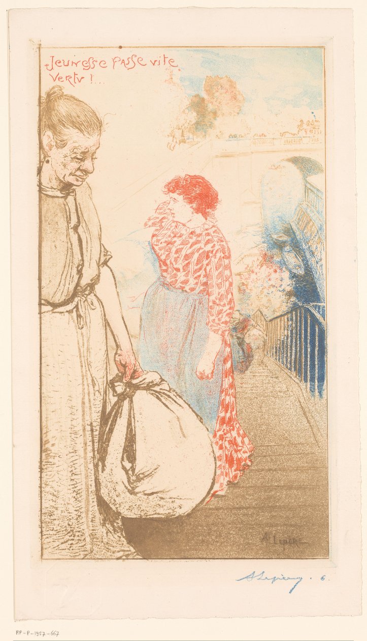 Washerwomen on Steps Along the Seine by Auguste Lepère (signed by artist)
