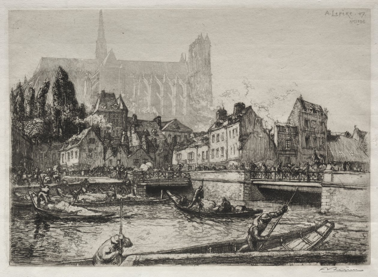 Arrival of Vegetables - Amiens by Auguste Louis Lepère