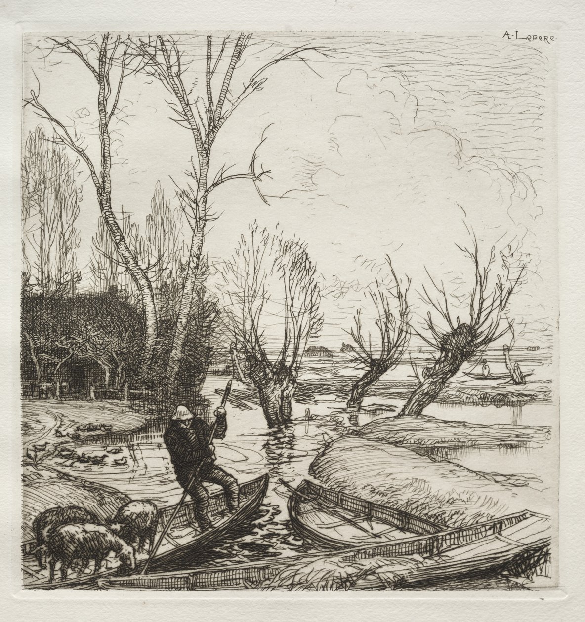 In the Flooded Marsh: The Shepherdess by Auguste Louis Lepère