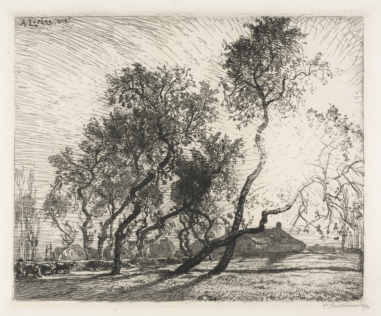 Farm with Poplar Trees of Holland by Auguste Louis Lepère