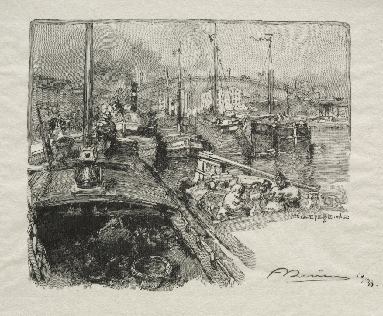The Basin of La Villette by Auguste Louis Lepère