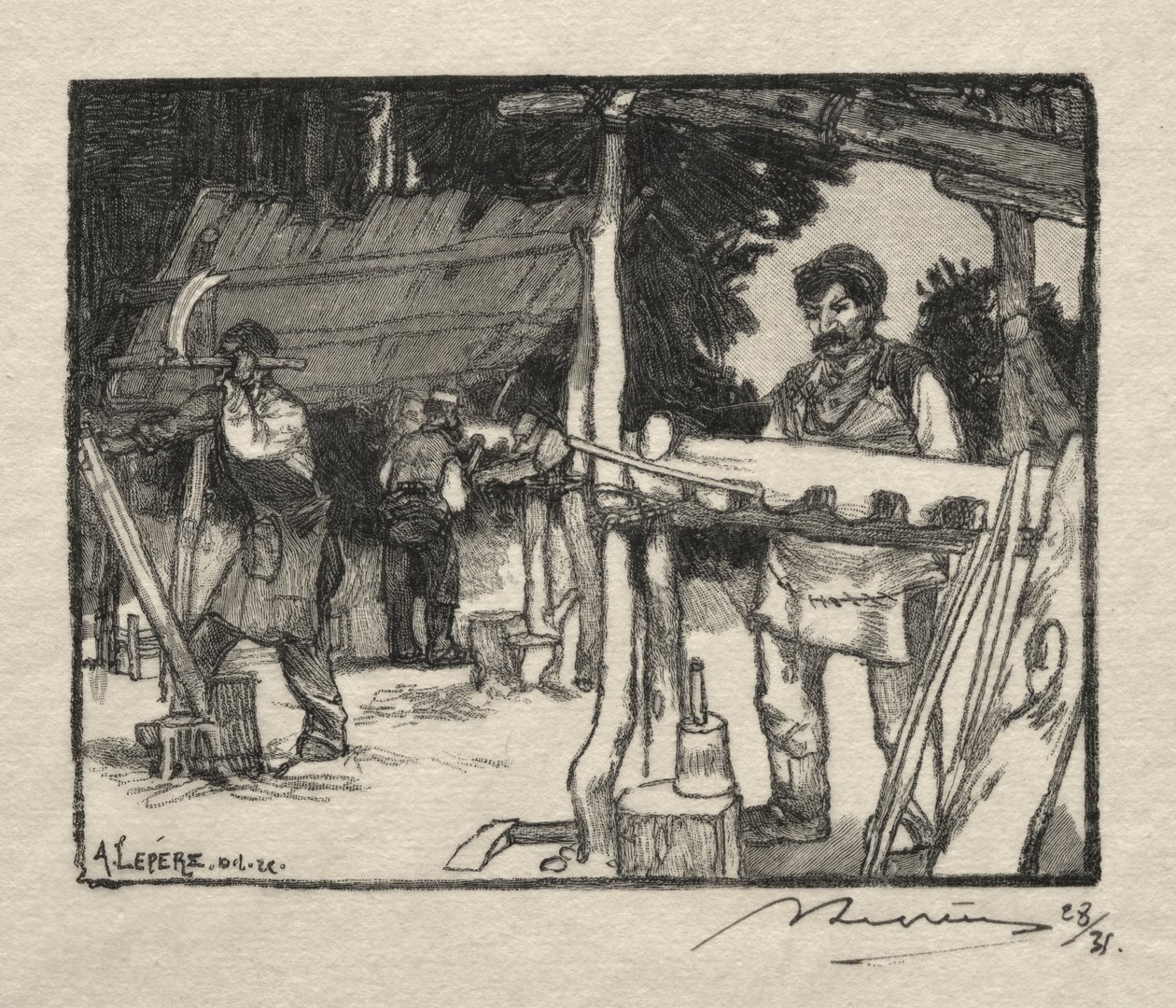 The Lath Maker by Auguste Louis Lepère