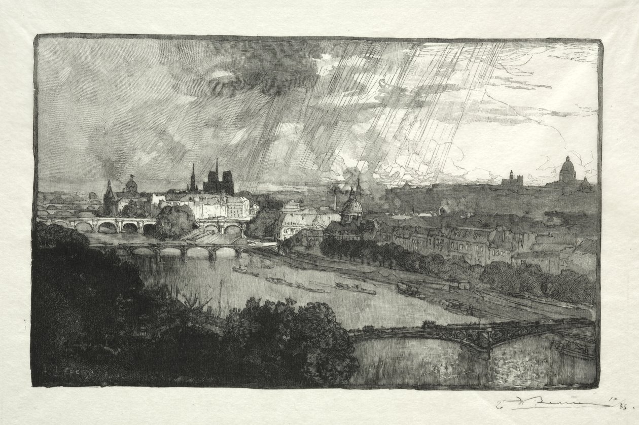 Paris, View from the Pavilion of Flora by Auguste Louis Lepère