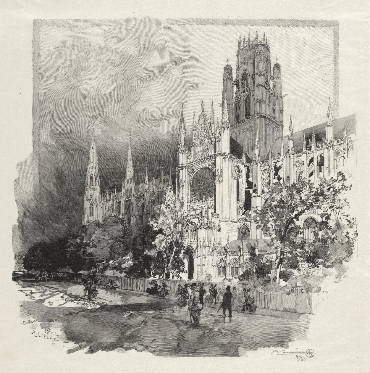 Rouen Illustrated: Church of Saint Ouen by Auguste Louis Lepère