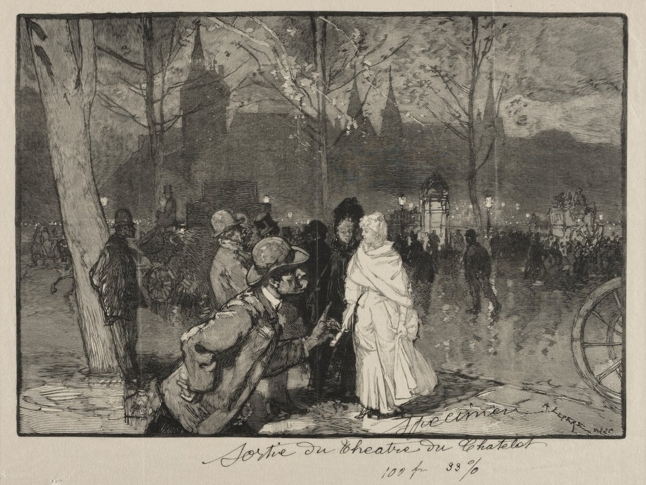 Exit from the Théâtre du Châtelet by Auguste Louis Lepère