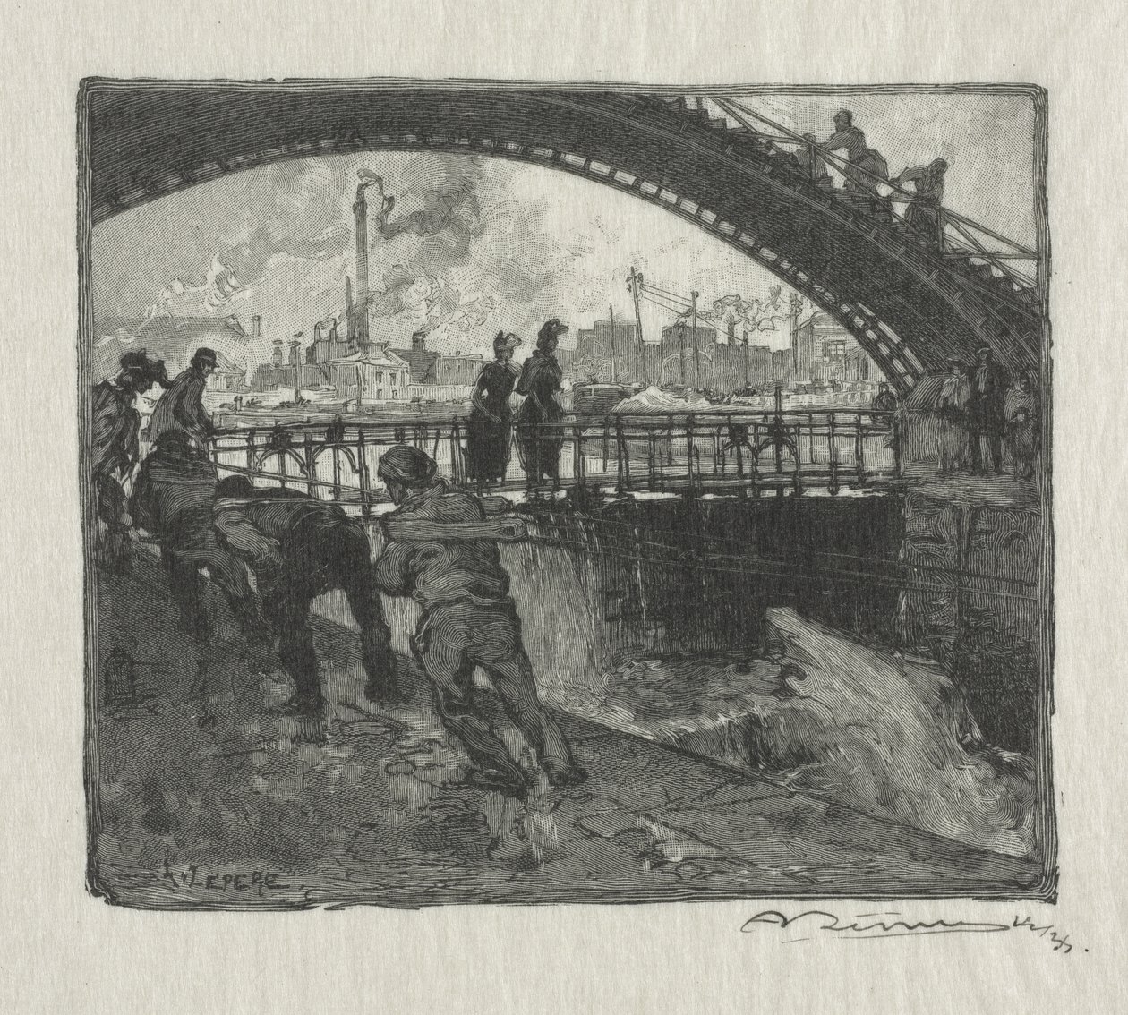 The Lock of the St. Martin Canal by Auguste Louis Lepère