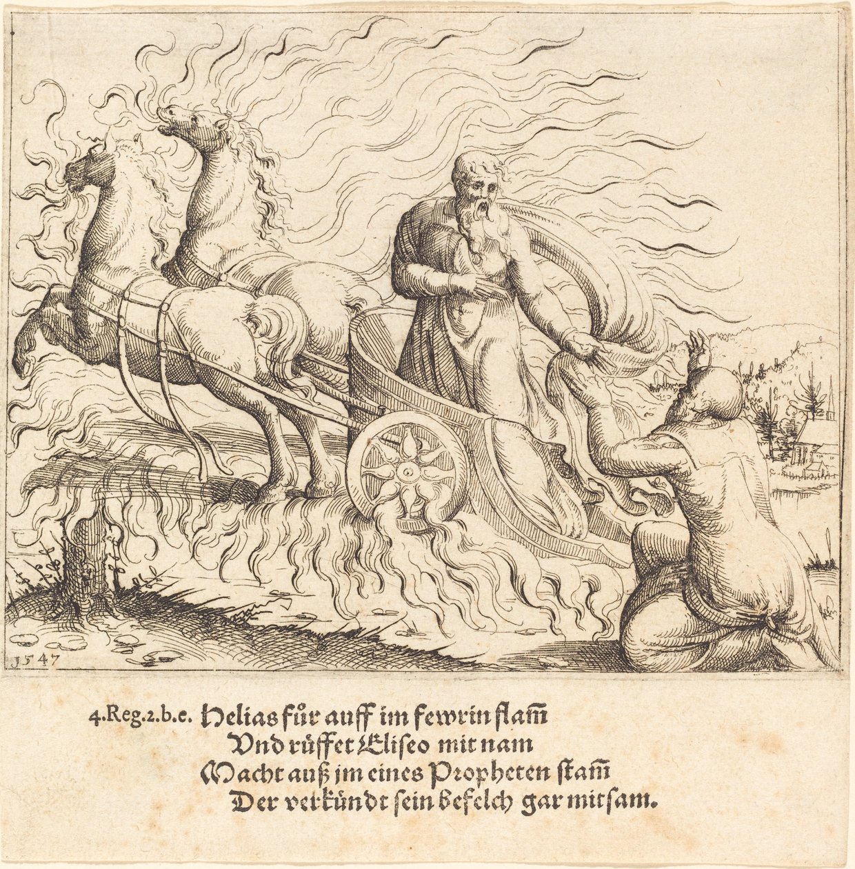 Elijah is Taken up to Heaven by Augustin Hirschvogel