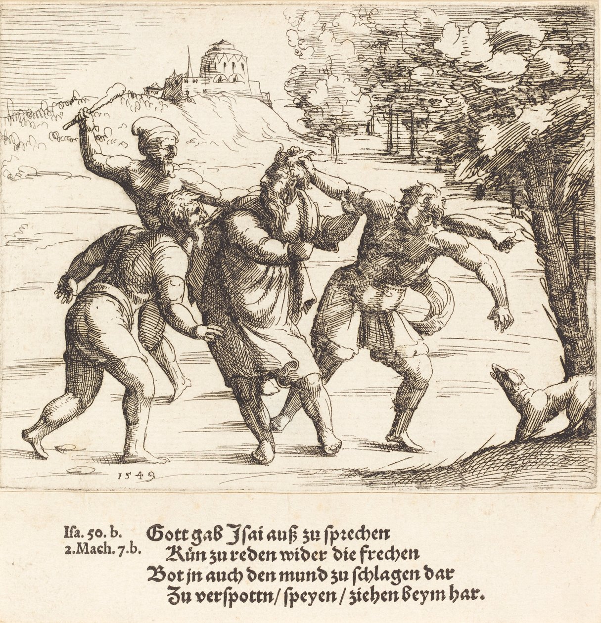 Isaiah Accepts Mockery because of His Faith by Augustin Hirschvogel