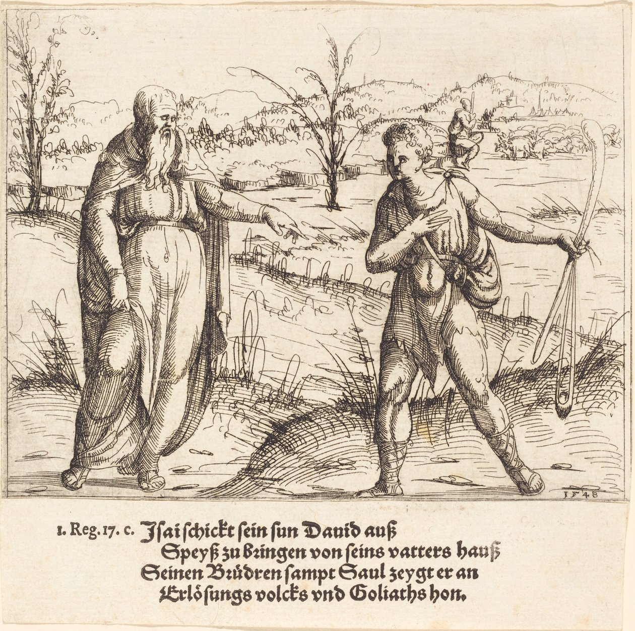 Jesse Sends David to His Brothers and Saul by Augustin Hirschvogel