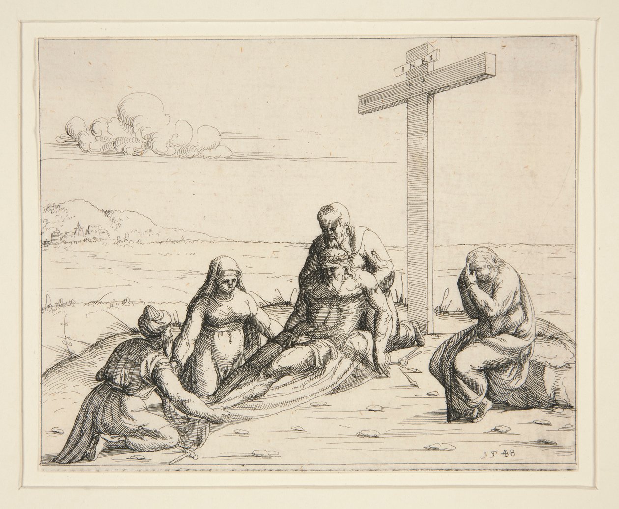 Joseph and Nicodemus with the Body of Christ by Augustin Hirschvogel