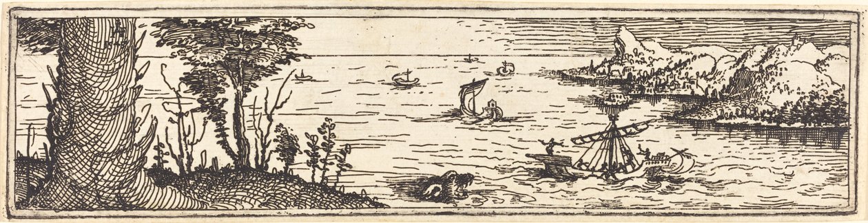 Landscape with a Lake and Sailing-Vessels, 1545 by Augustin Hirschvogel