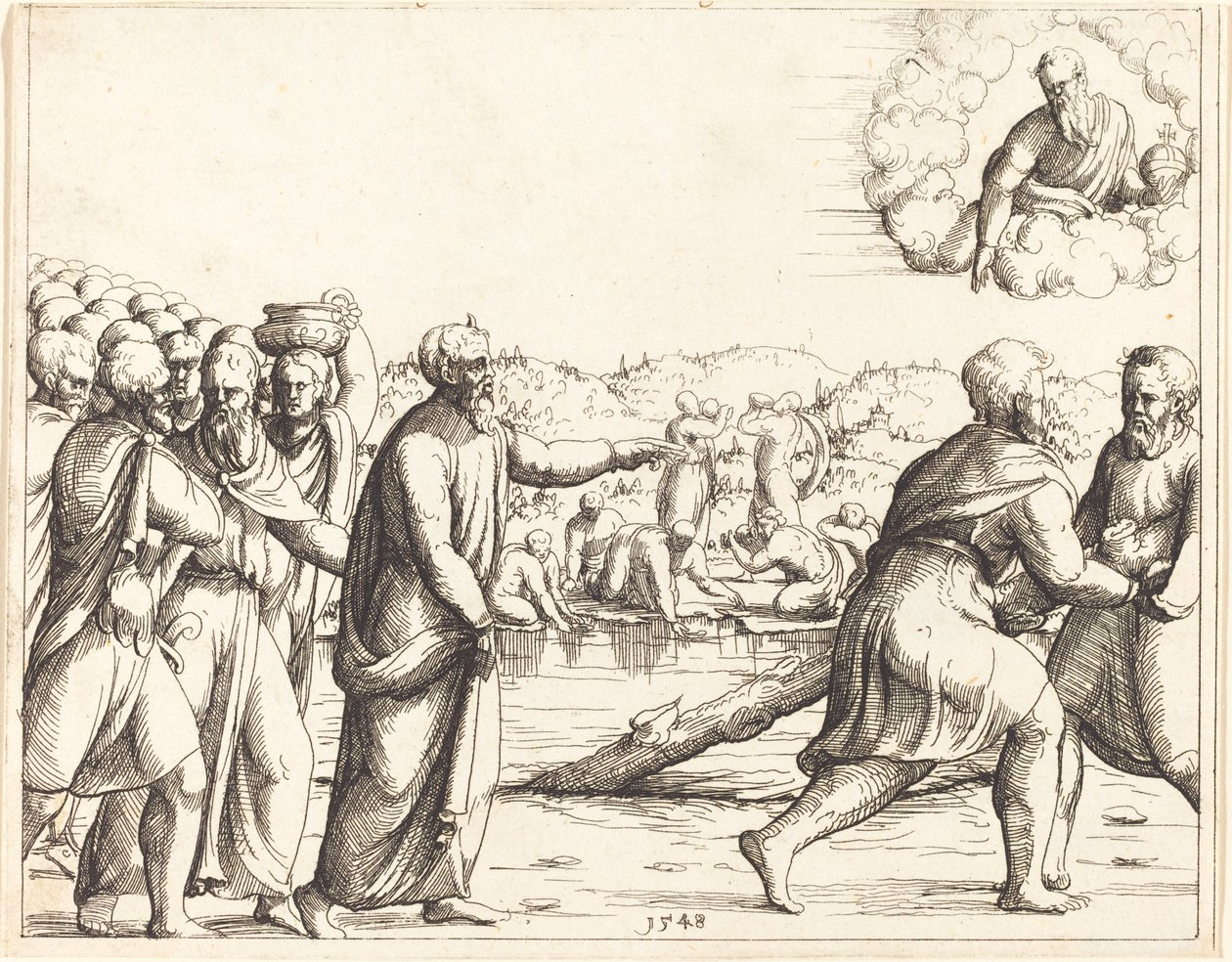 The Lord Sweetens the Waters of Marah by Augustin Hirschvogel