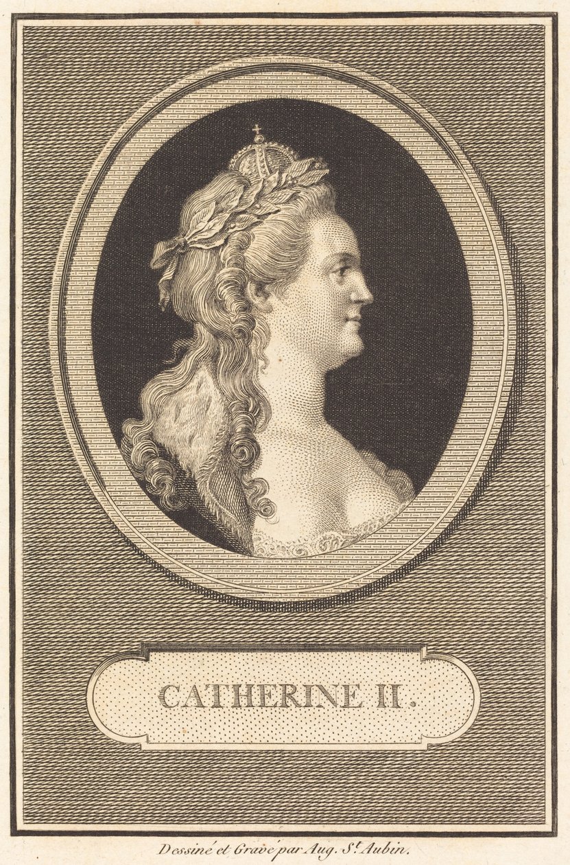 Catherine II by Augustin de Saint-Aubin