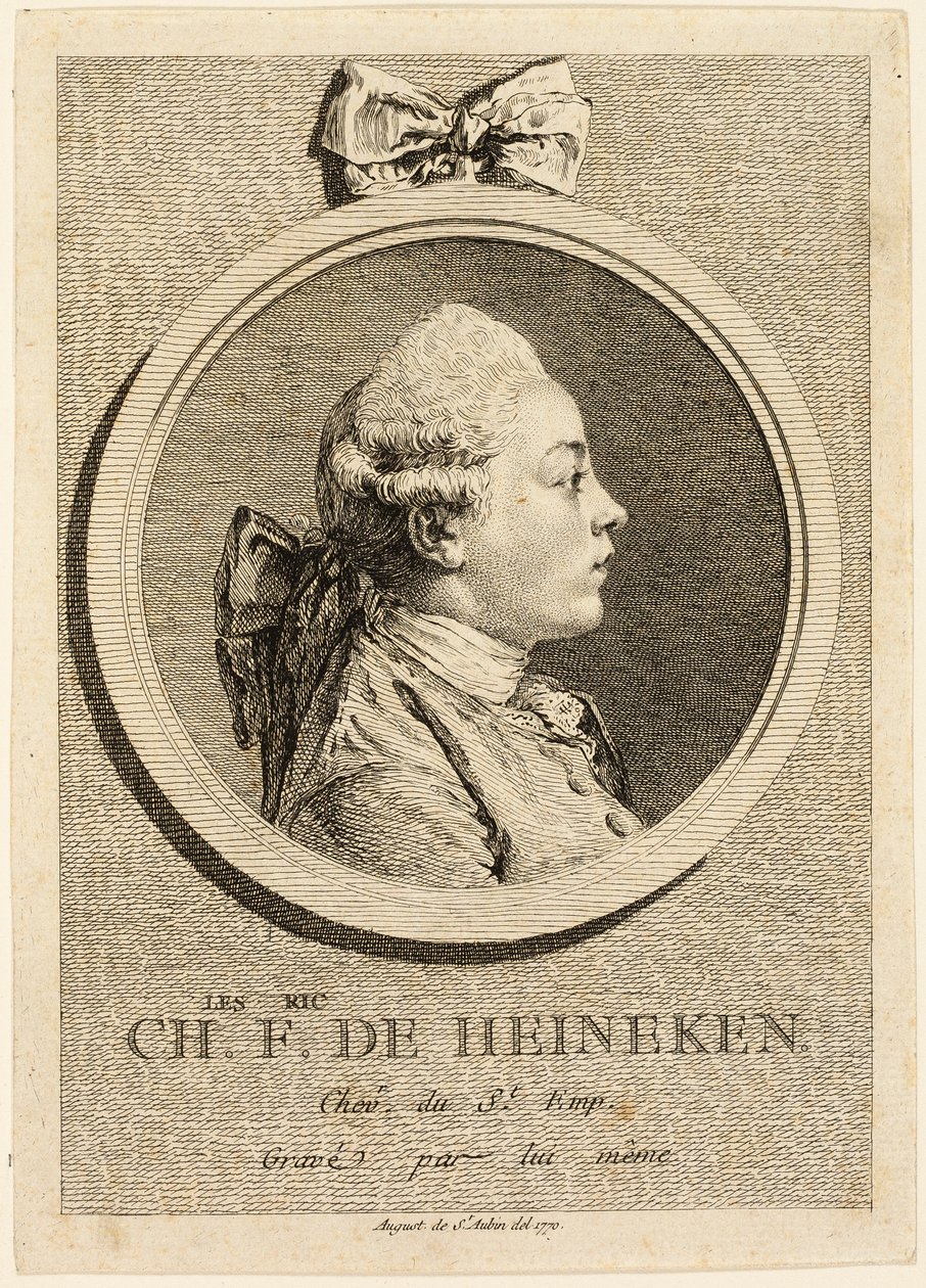 Portrait of Charles Frederick de Heincken by Augustin de Saint-Aubin