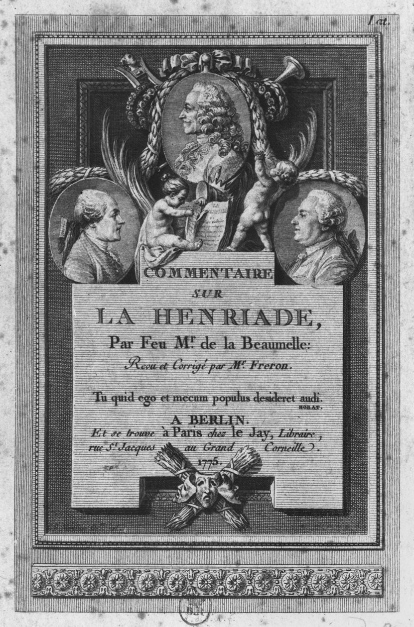 Frontispiece of the Commentary by de la Beaumelle of 