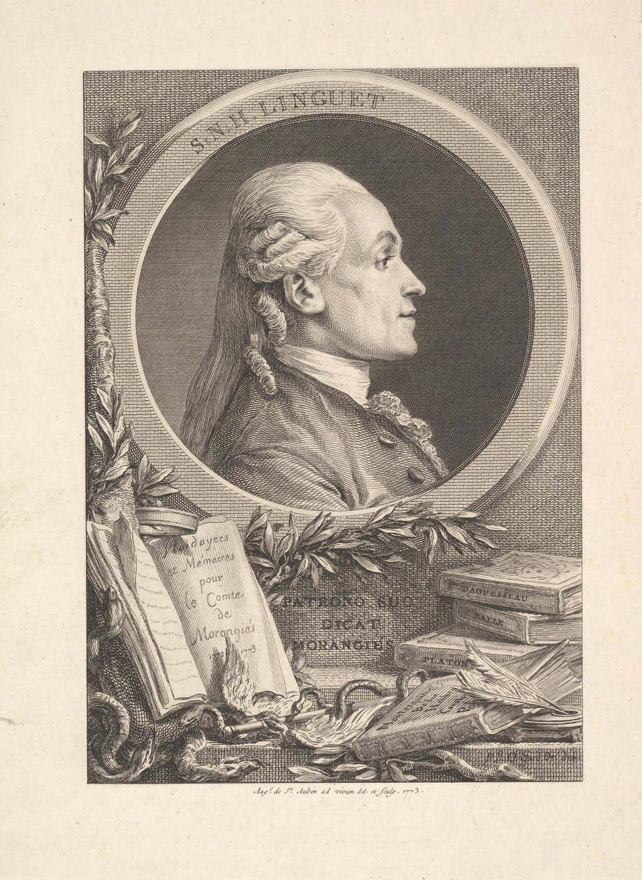 Portrait of Simon-Nicolas-Henri Linguet by Augustin de Saint Aubin