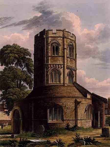 Church of the Holy Sepulchre, Cambridge, from The History of Cambridge by Augustus Charles (after) Pugin