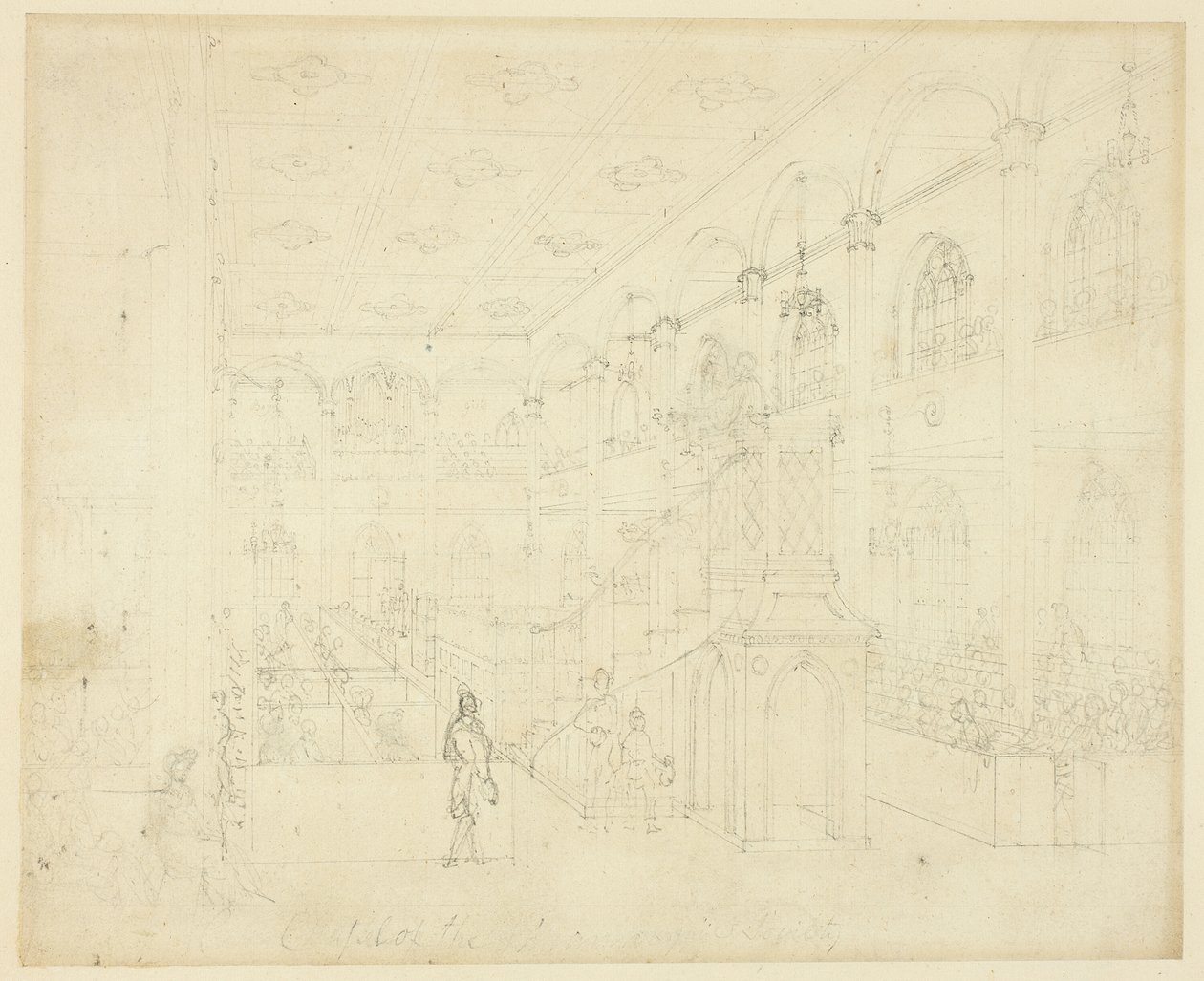 Study for Chapel of the Philanthropic Society, from Microcosm of London by Augustus Charles Pugin