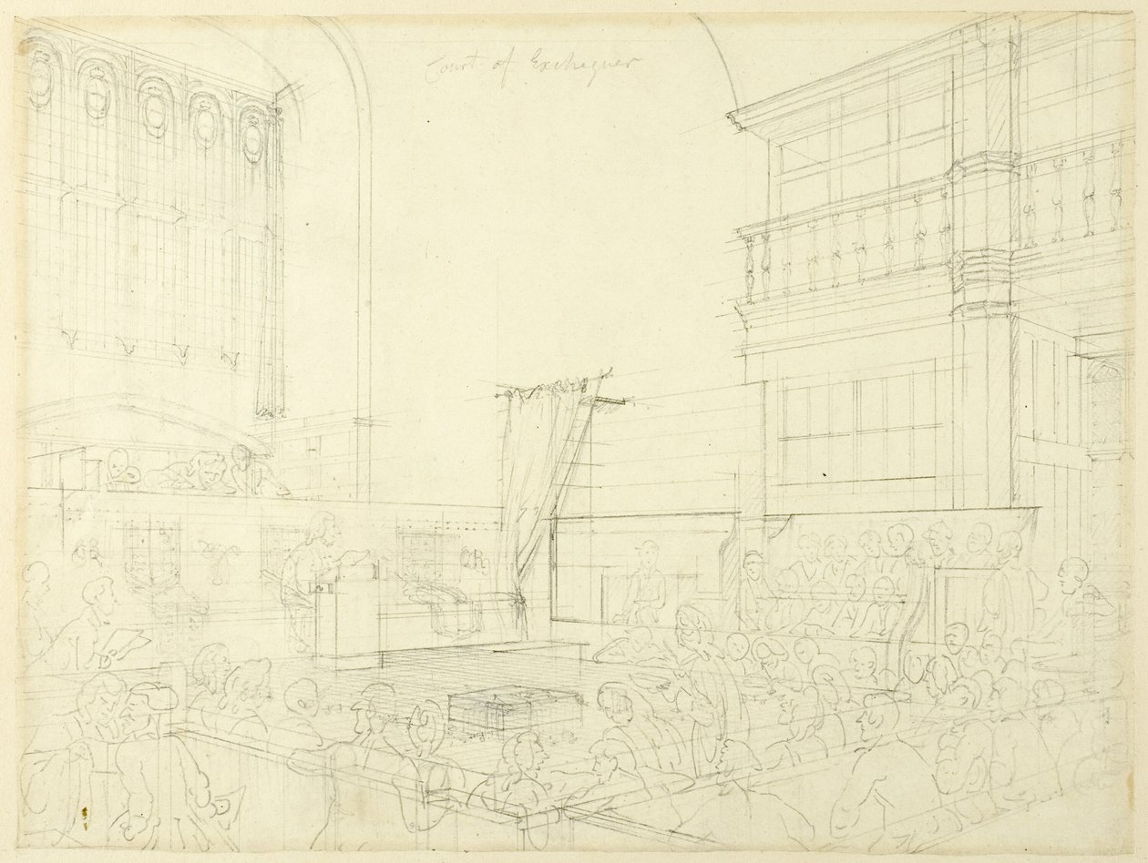 Study for Court of Exchequer, from Microcosm of London by Augustus Charles Pugin