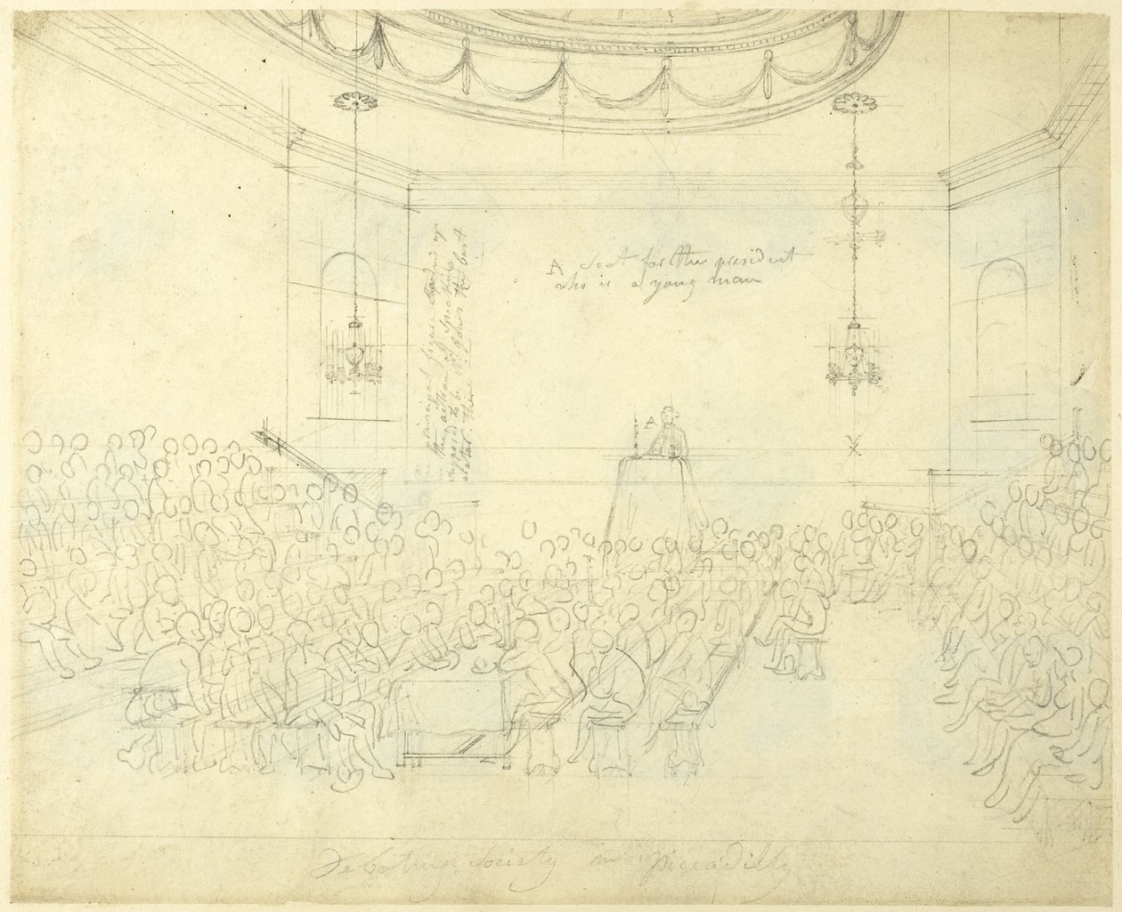 Study for Debating Society in Piccadilly, from Microcosm of London by Augustus Charles Pugin