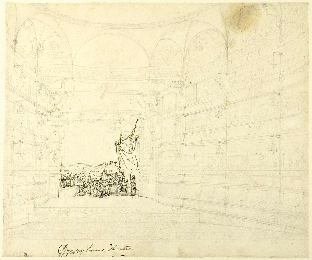 Study for Drury Lane Theater, from Microcosm of London by Augustus Charles Pugin