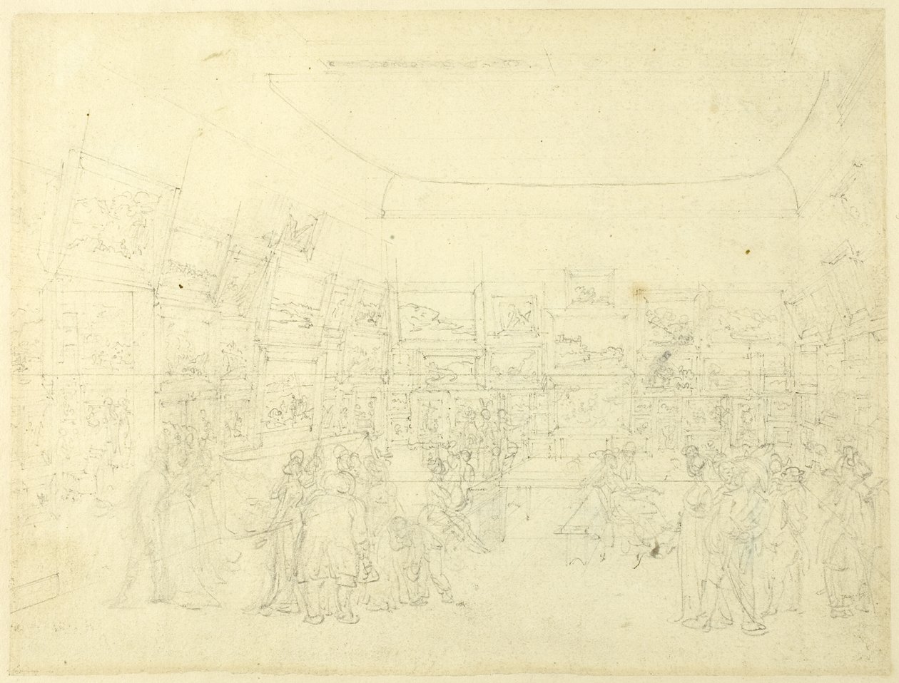 Study for Exhibition of Water Colored Drawings, Old Bond Street, from Microcosm of London by Augustus Charles Pugin