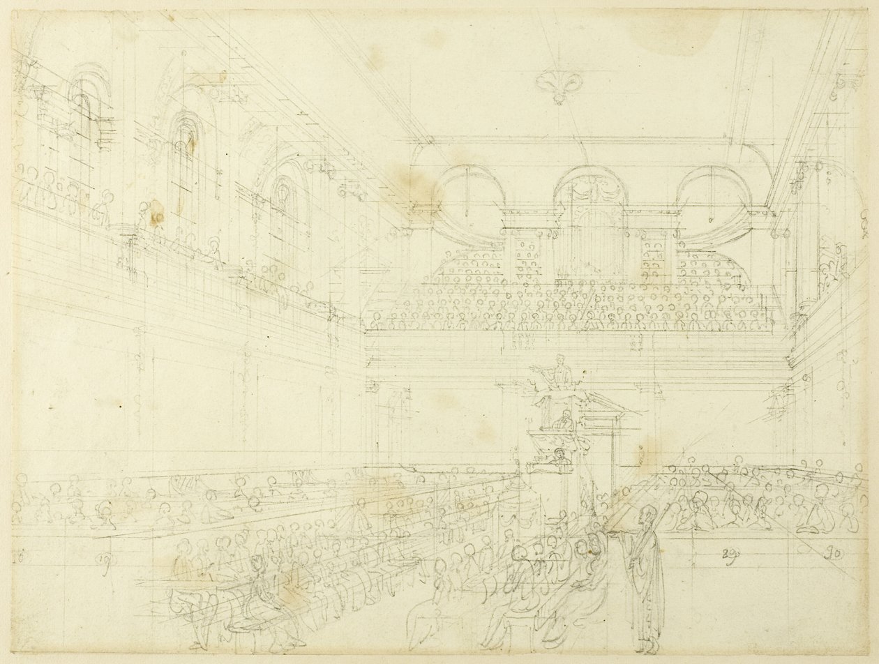 Study for Foundling Hospital, the Chapel, from Microcosm of London by Augustus Charles Pugin