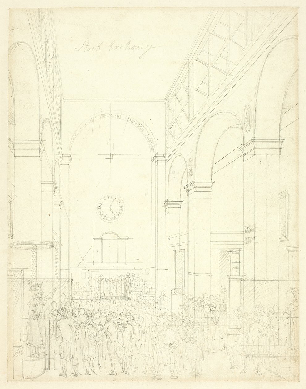 Study for Stock Exchange, from Microcosm of London by Augustus Charles Pugin