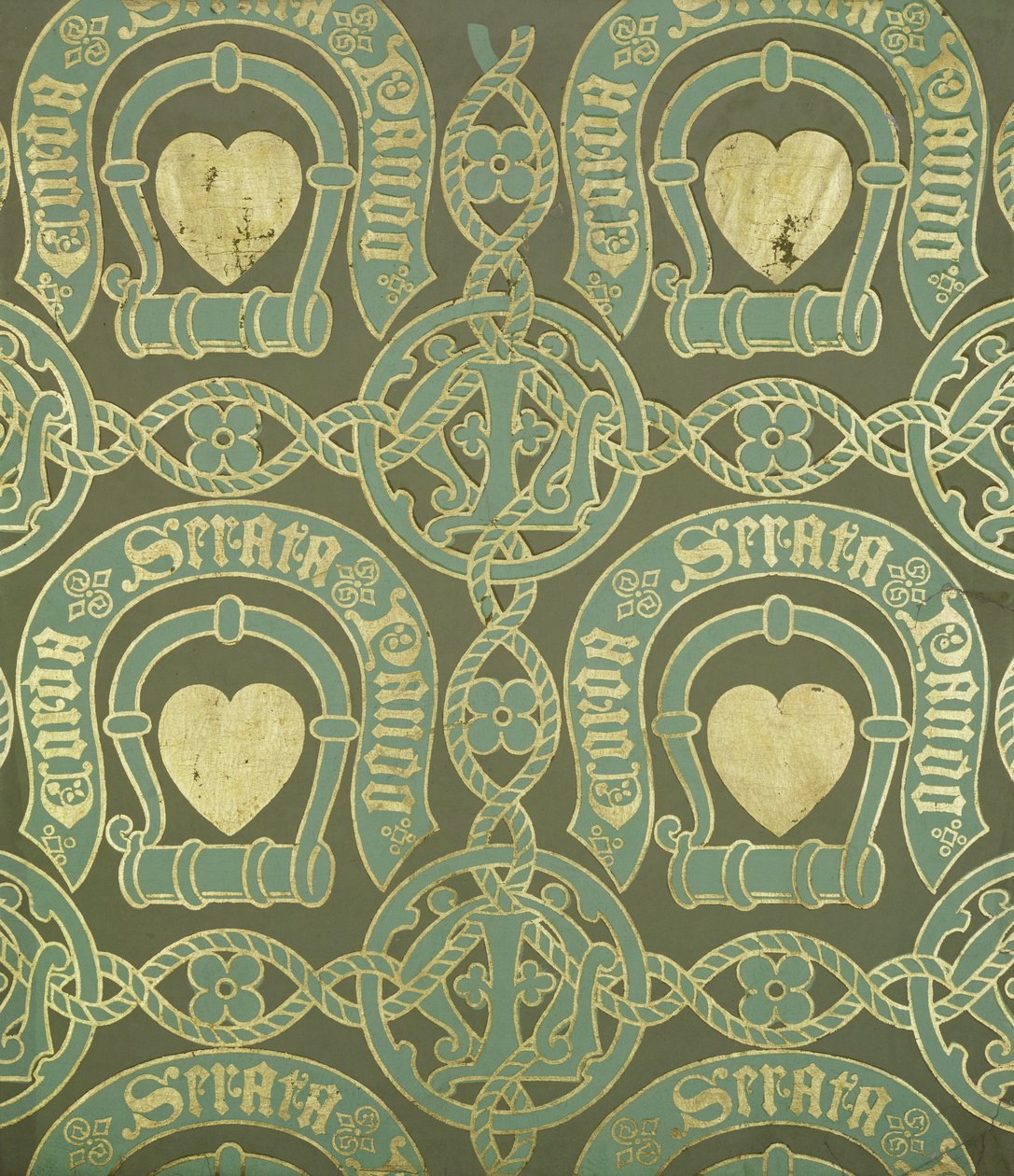Heart Motif Ecclesiastical Wallpaper Design by Augustus Welby Northmore Pugin